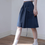 Thumbnail: Side pockets drawstring elasticated navy cotton A line shorts