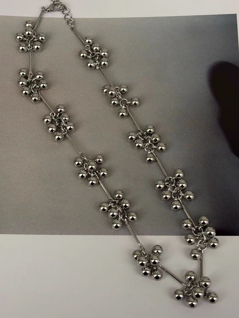 925 Silver cluster floral shape necklace 3