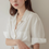 Thumbnail: Linen tencel shell buttoned mid length shortsleeved shirt