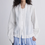 Thumbnail: Drawstring ruffle trim linen tencel blouse / jacket