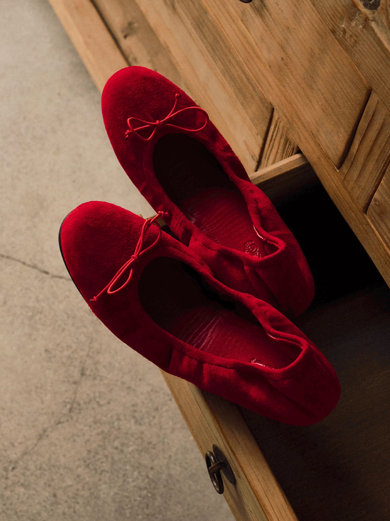 Made in Italy Italian suede sheep skin ribbon elasticated ballerina flat 5