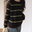 Thumbnail: Diamond patterned dark green striped 26% wool rayon acrylic knitted jumper