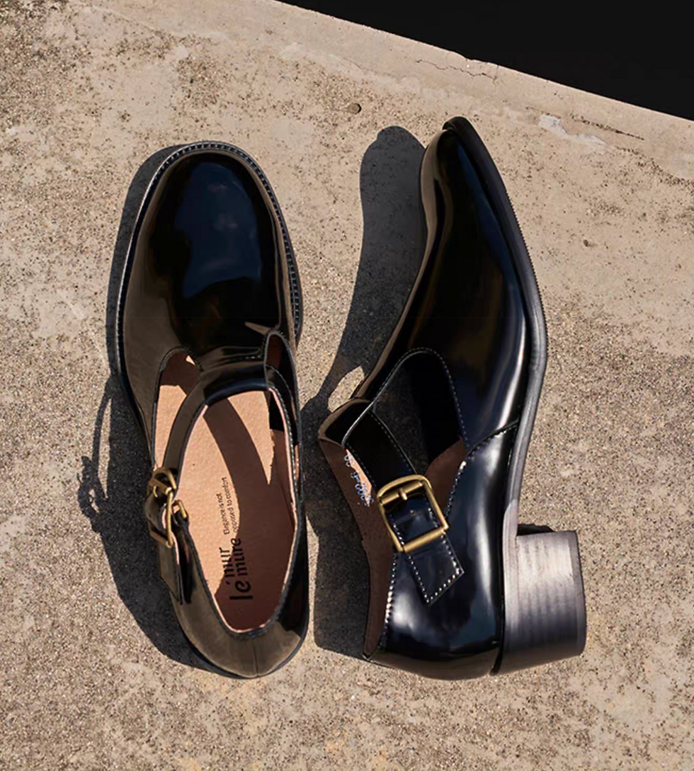 Thumbnail: Made in Paris oil waxed calf skin T strap Mary Janes