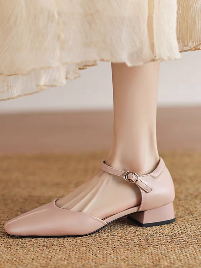 Square toe contour lambskin Mary Janes 3