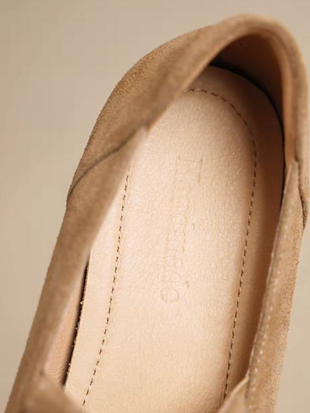 Calf leather suede ribbon flap low heels 11