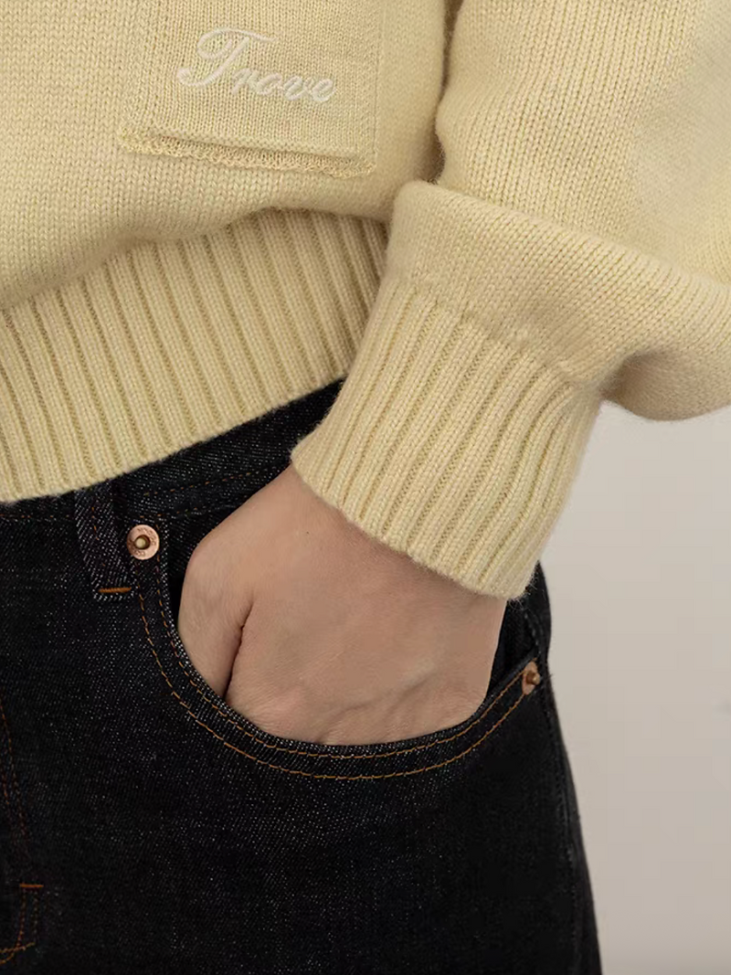 Stitched trim denim high waisted slim cut jeans 7
