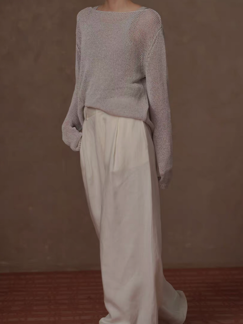 Sora beige tencel acrylic knitted jumper 2