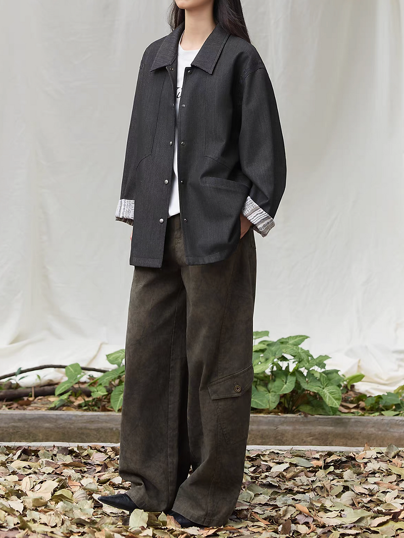 Olive green cotton rayon barrel cargo high waisted pants 11