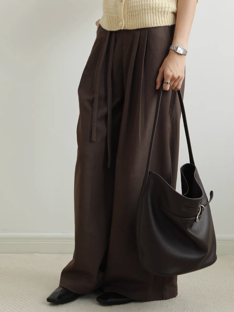 Toga embossed calf leather bucket drape curved buckle shoulder + crossbody bag 10