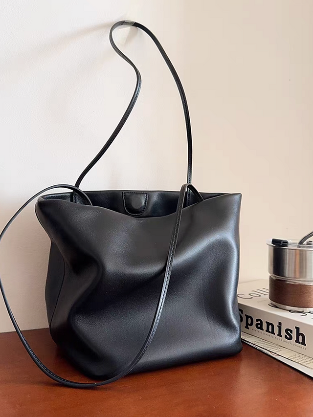 Smooth calf leather bucket shoulder bag 4