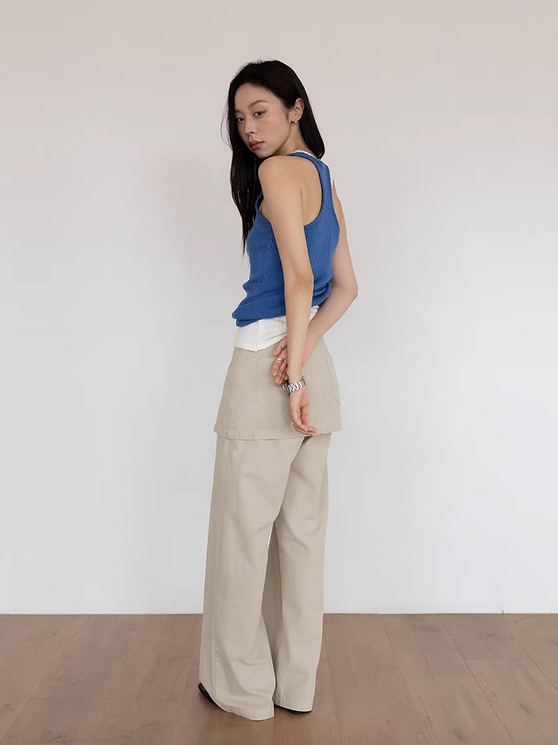 Layered zipper high waisted cotton skirt pants 9