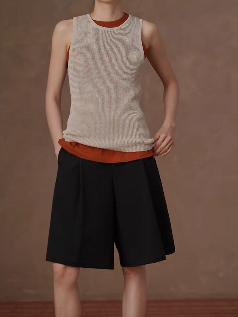 Halter brick red pure cotton stretchy vest 8
