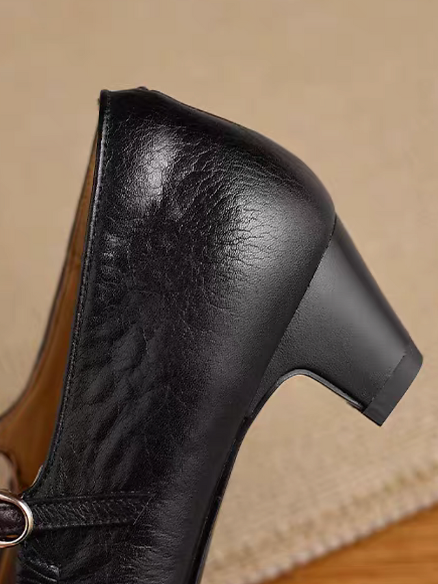 Oil waxed lambskin elastic rim embossed Mary Janes 12