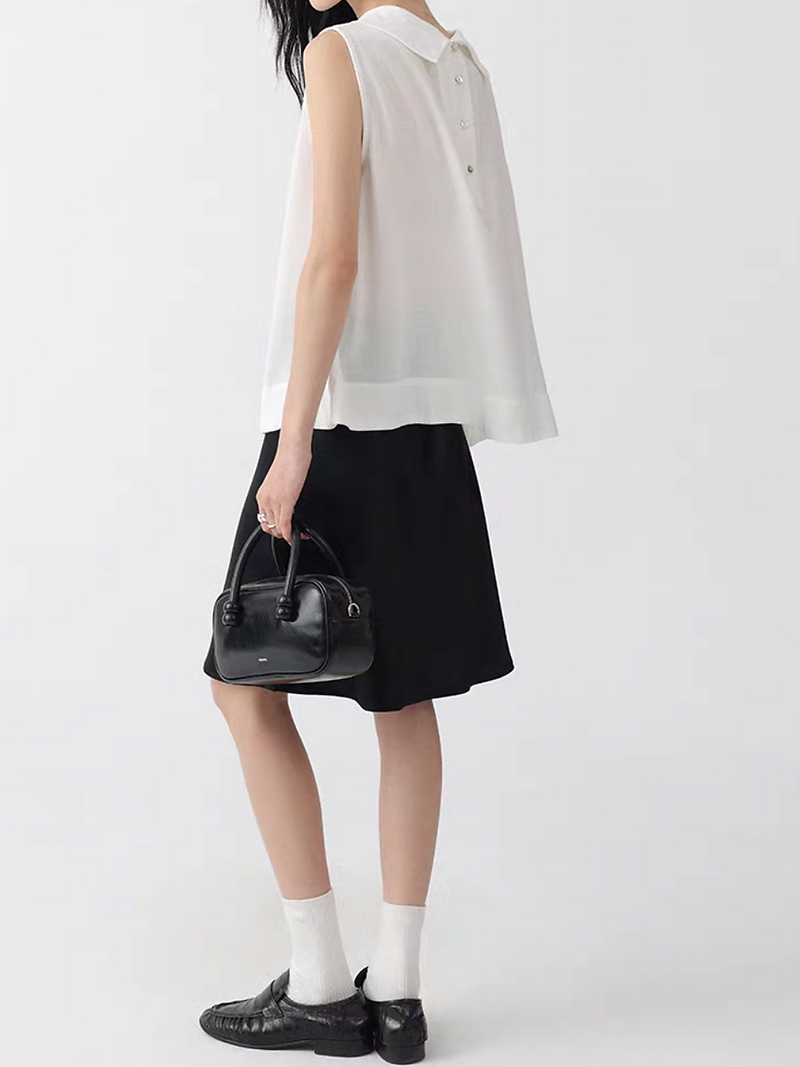 Two way drape collar cotton linen folded collar two way vest 6