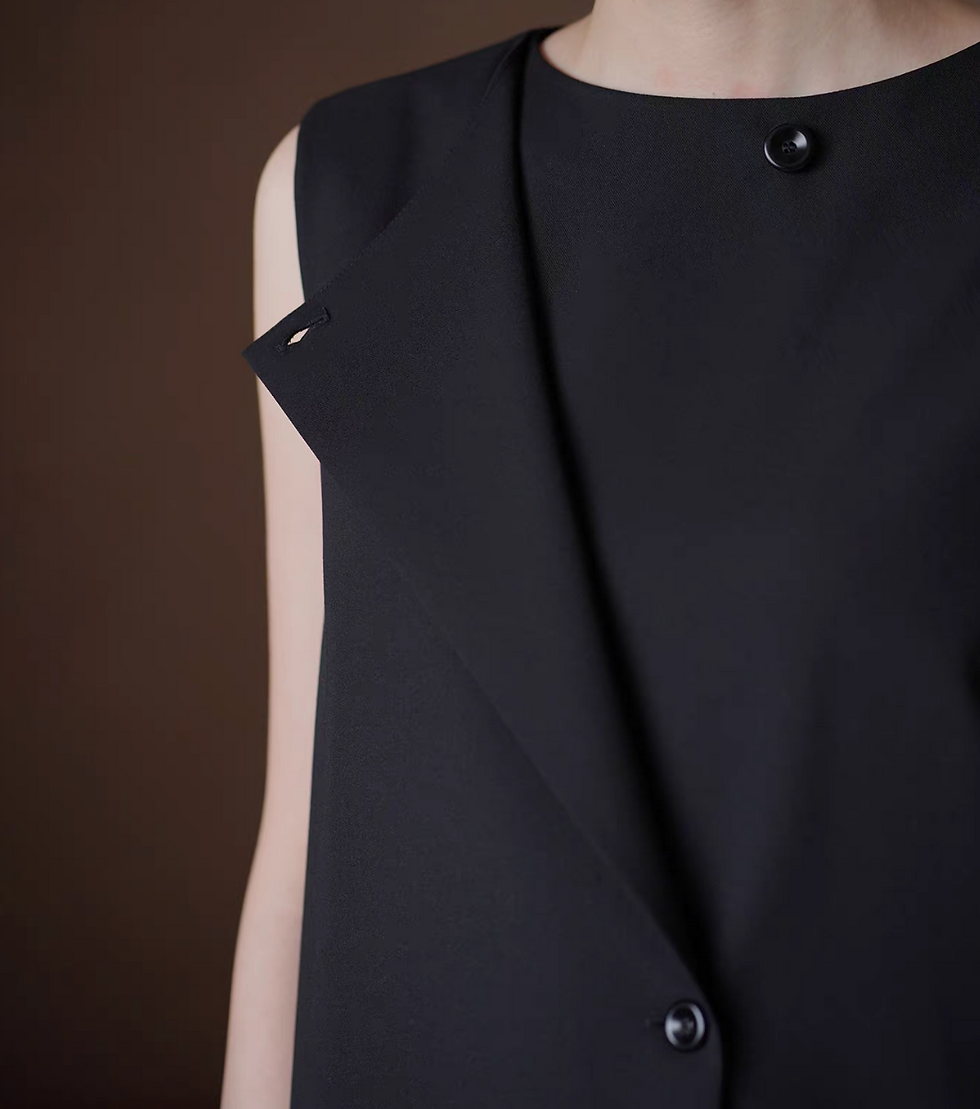 Thumbnail: Two way overlapping poly rayon black sleeveless dress