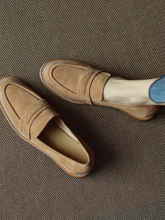 Lambskin suede penny saver loafers 3