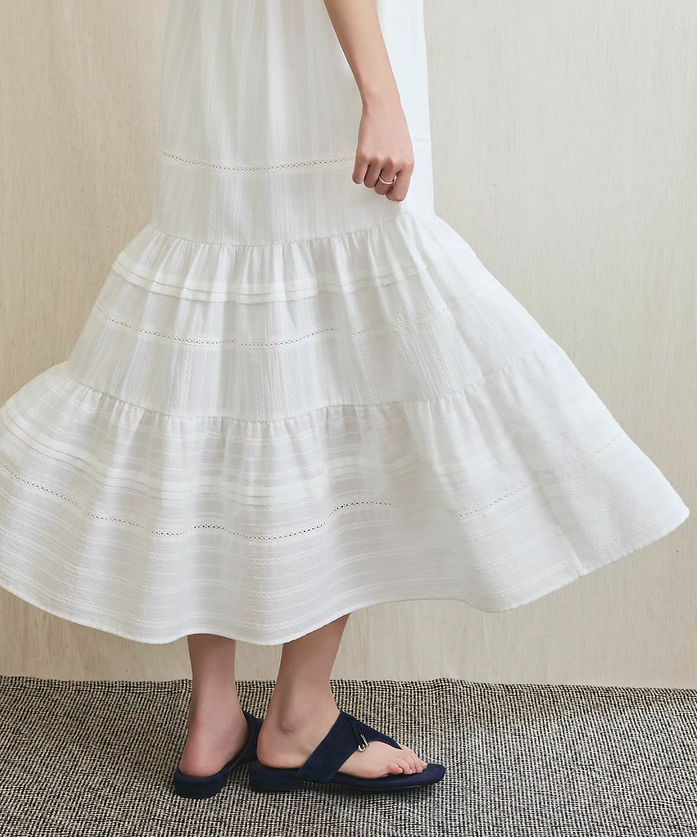 Thumbnail: Braided collar sleeveless back knot white cotton maxi halter mermaid dress