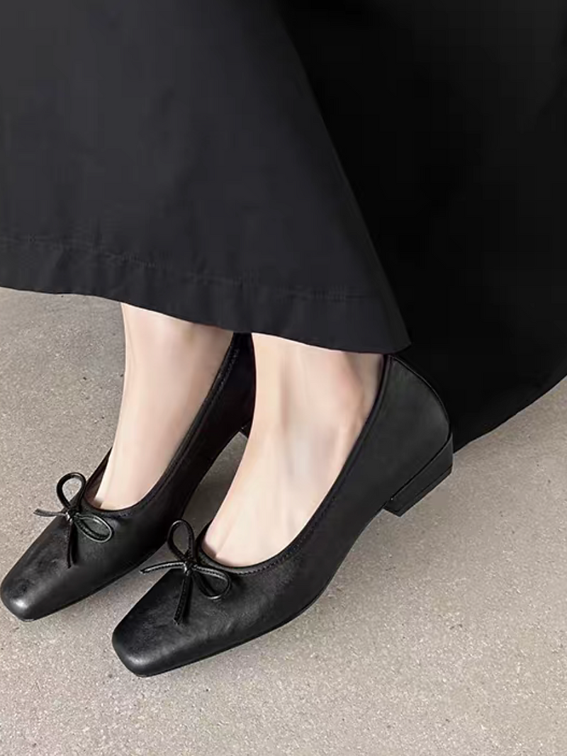 Grain calf leather ribbon flats 9