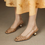 Thumbnail: Lambskin weaved crochet pointy sling back metal ball charm heels