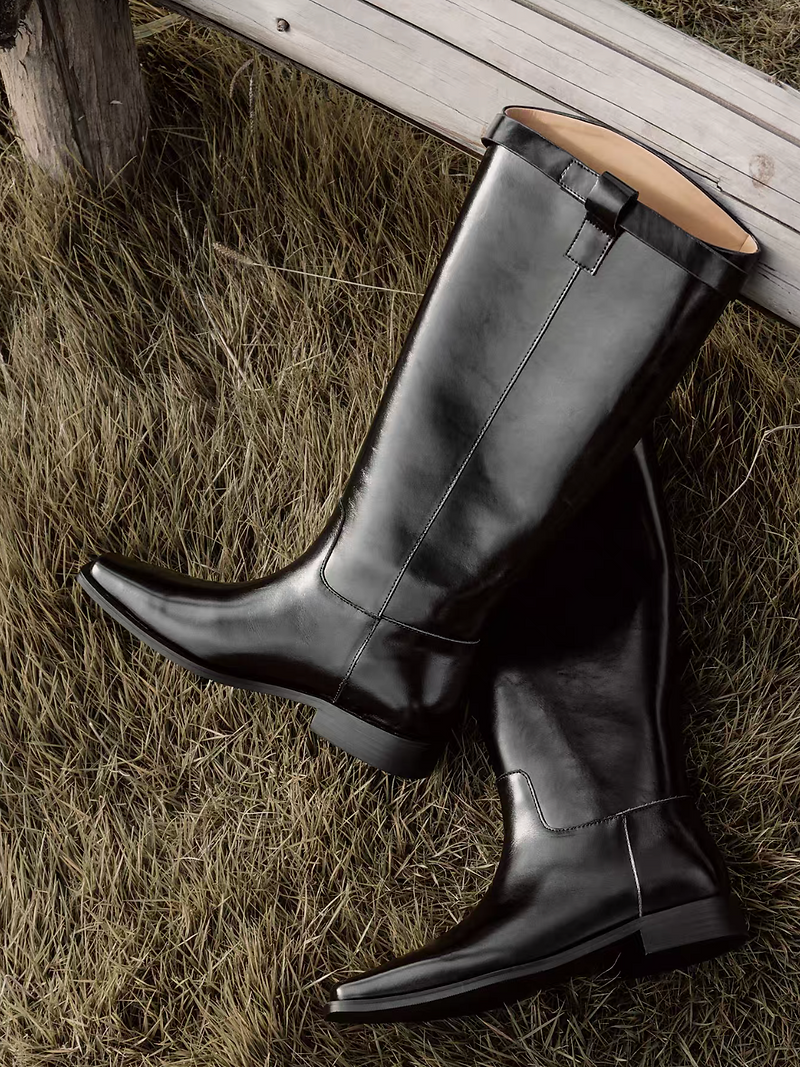 Made in Italy Italian calf leather black biker boots 5