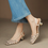 Thumbnail: Lambskin weaved crochet pointy sling back metal ball charm heels