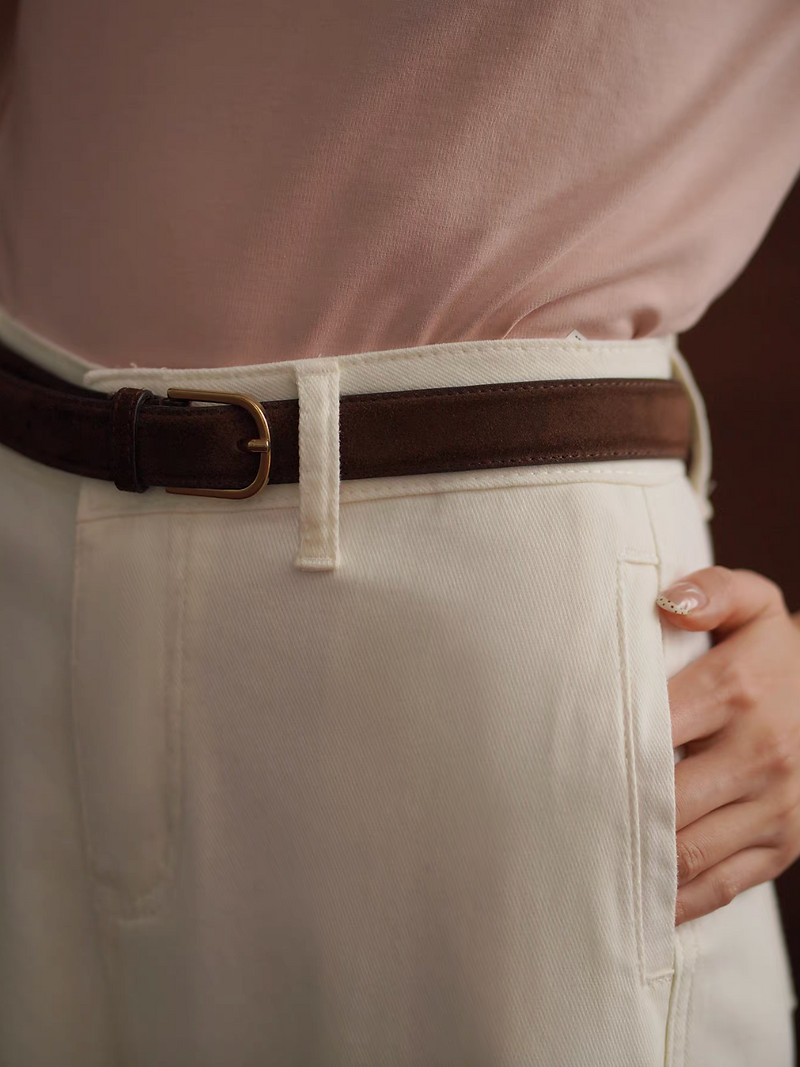 High waisted ivory cotton denim straight pants 10