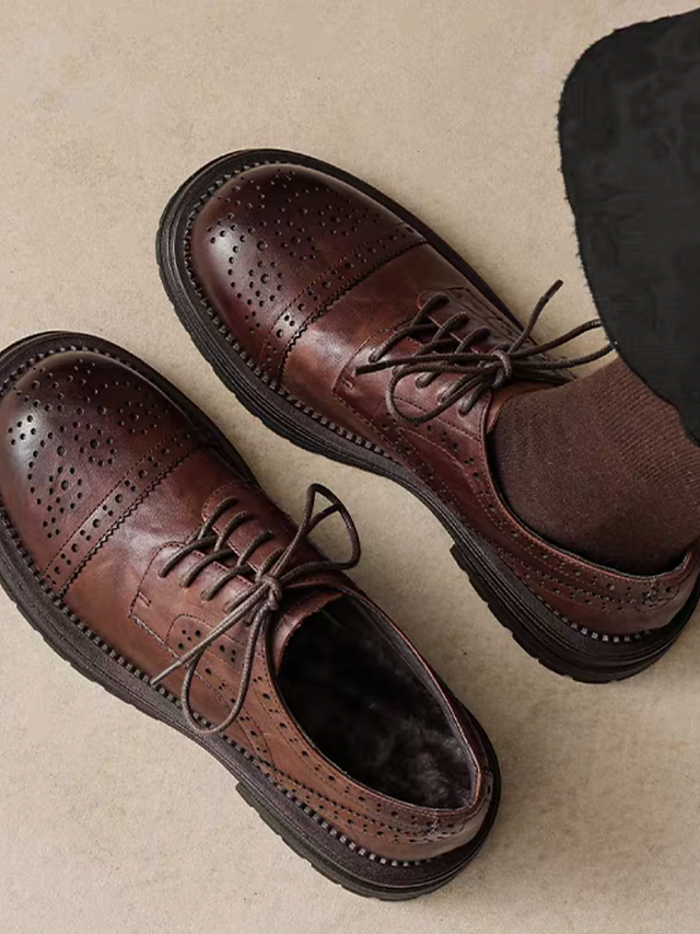 Brogue calf leather brushed off lacing shoes 4