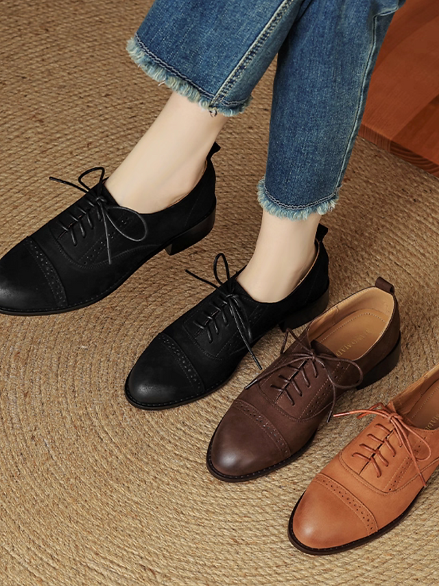 Brogue lambskin lacing shoes 14