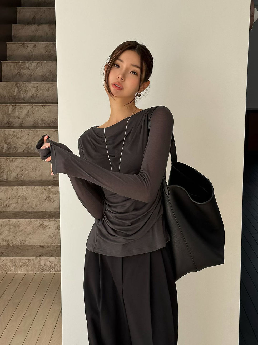 Thumbnail: Drape collar modal tencel longsleeved top 