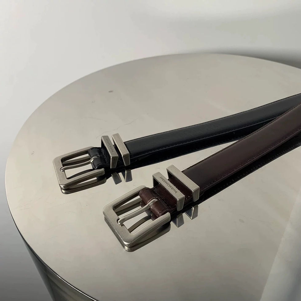 Thumbnail: Handmade double matte loops calf leather belt