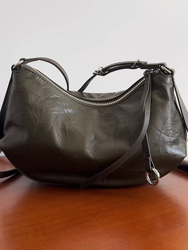 Embossed calf leather crescent crossbody + shoulder bag 4
