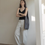 Thumbnail: High waisted denim straight pants