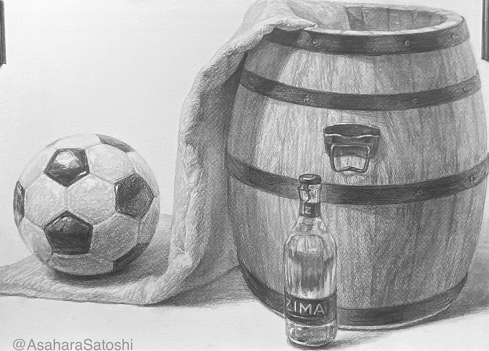 サッカーボール、樽、タオル、ジーマ
