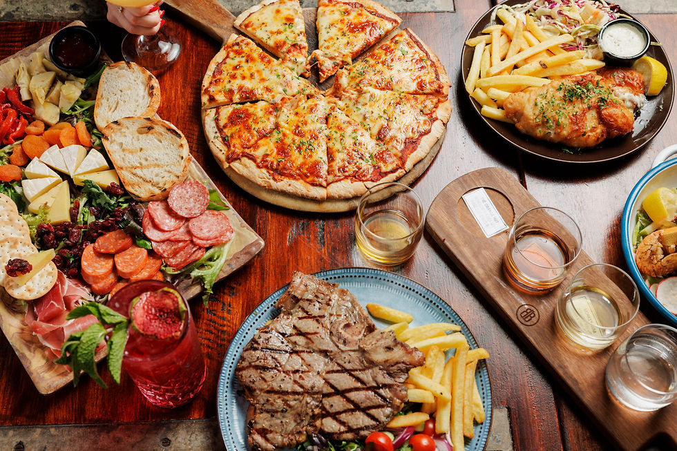 flatlay menu items & drinks