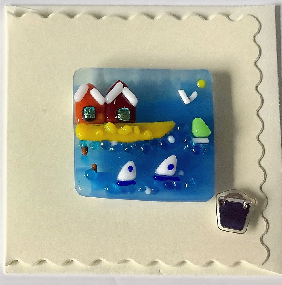 Thumbnail: Beach Hut Sea Scene Magnet Card