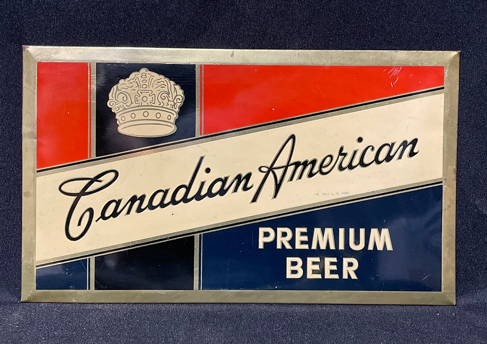 Canadian American TOC Premium Beer Sign - Battle Creek, MI - tin over cardboard