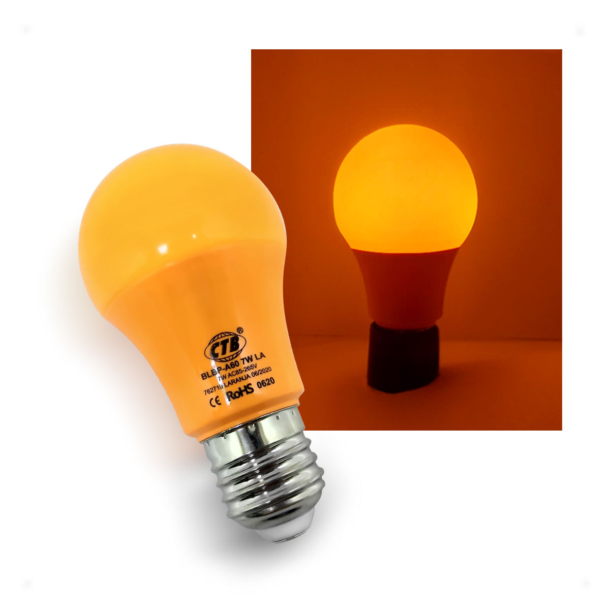 Lâmpada LED Decorativa A60 COLOR 7W Bivolt E27 - LARANJA
