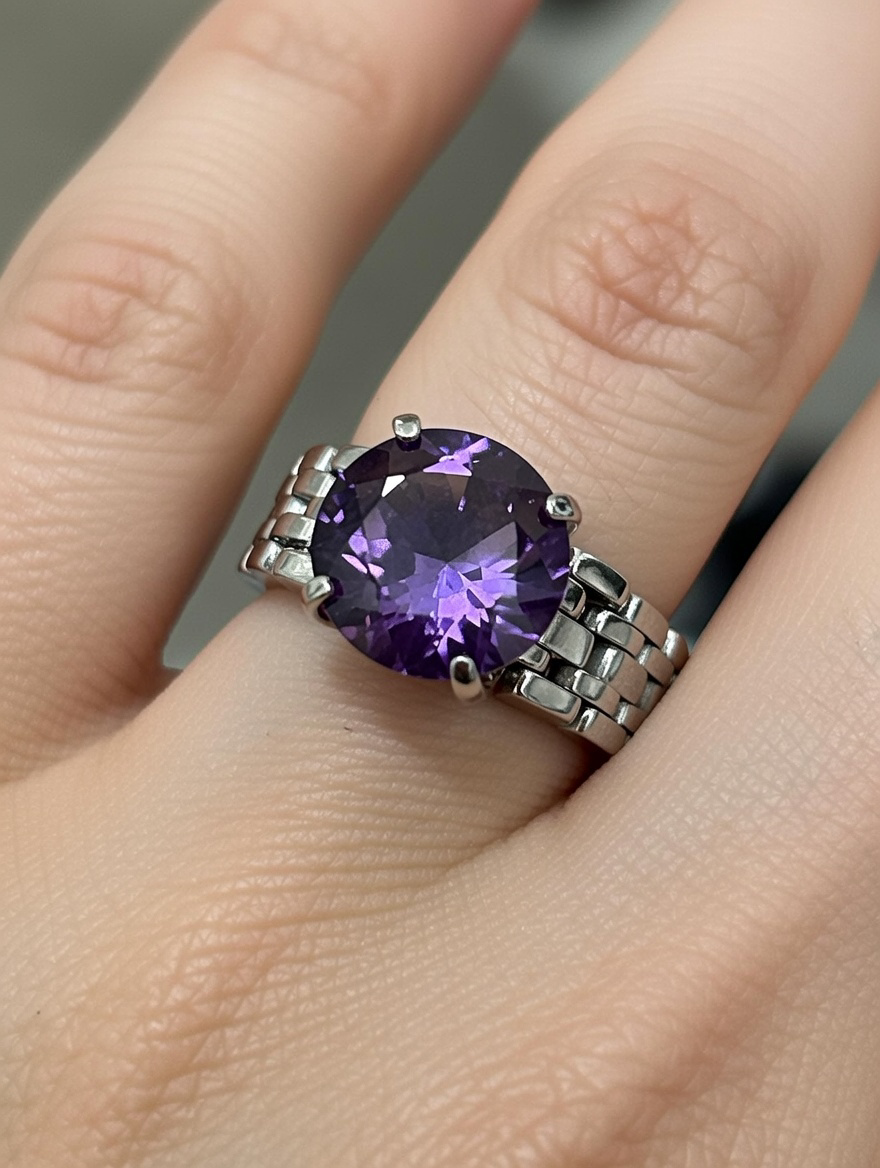 Amethyst Sterling Silver Birthstone Ring