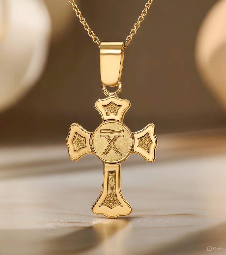 Arhandjel Mihajlo Krst - Serbian orthodox cross pendant gold