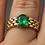 Thumbnail: Emerald -Gold Panther link Birthstone ring small gemstone on the hand of model