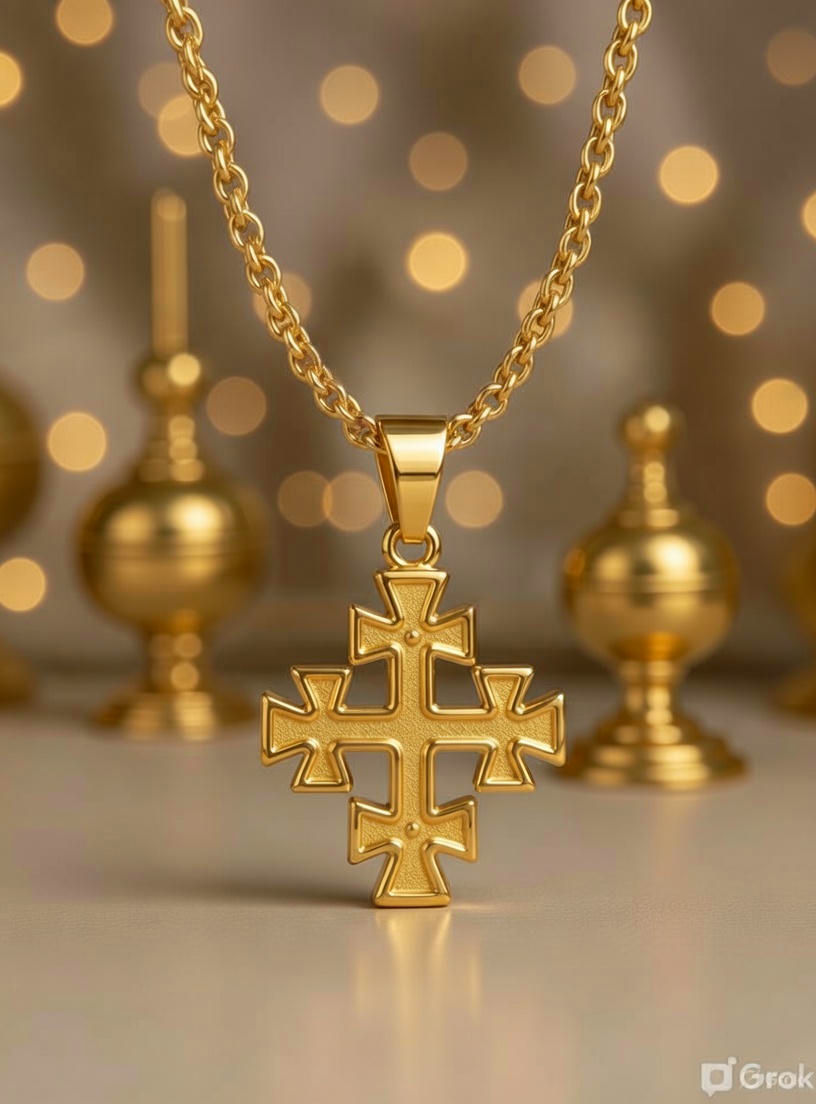 Krst Svetog Djordja - Serbian Orthodox cross gold pendant fancy background