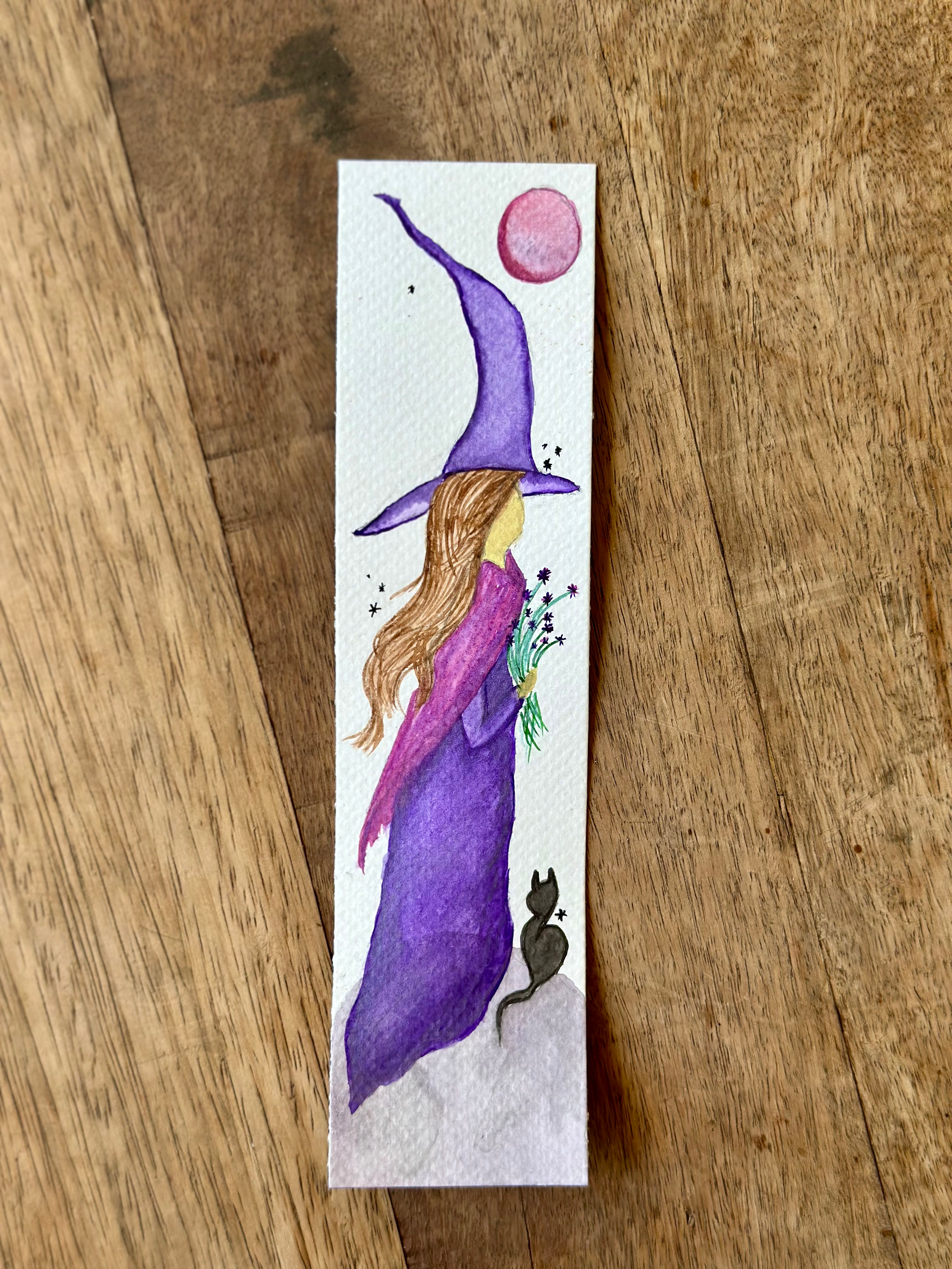 Whimsical Purple Witch Bookmark