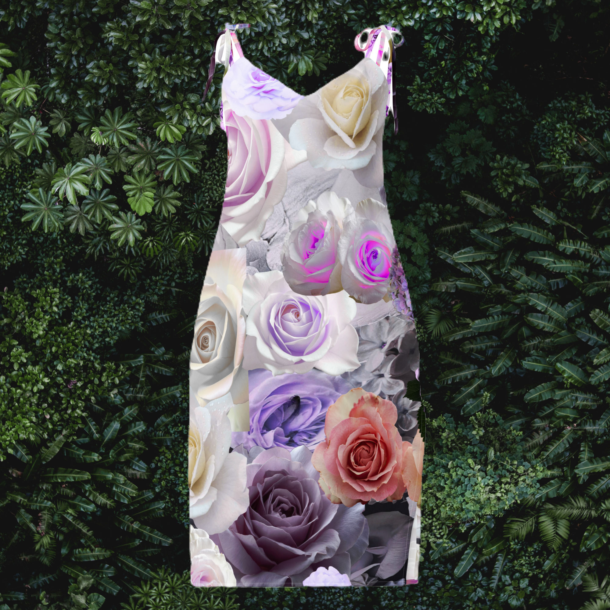 Pink Rose Tie-Strap Midi Dress