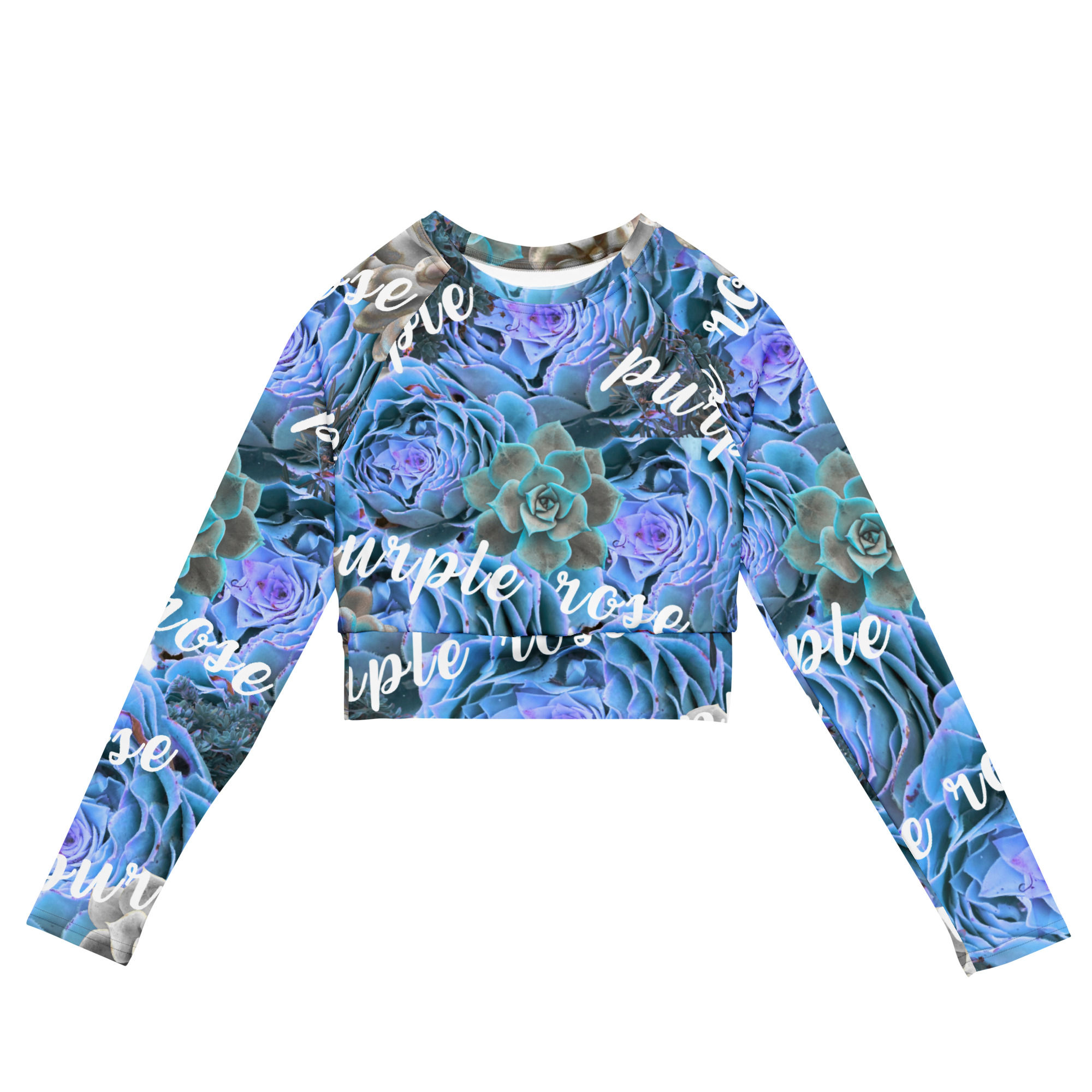 Purple Rose Recycled Long-Sleeve Crop Top