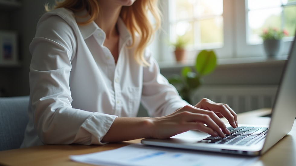Eye-level view of a home care consultant reviewing documents with an agency owner
