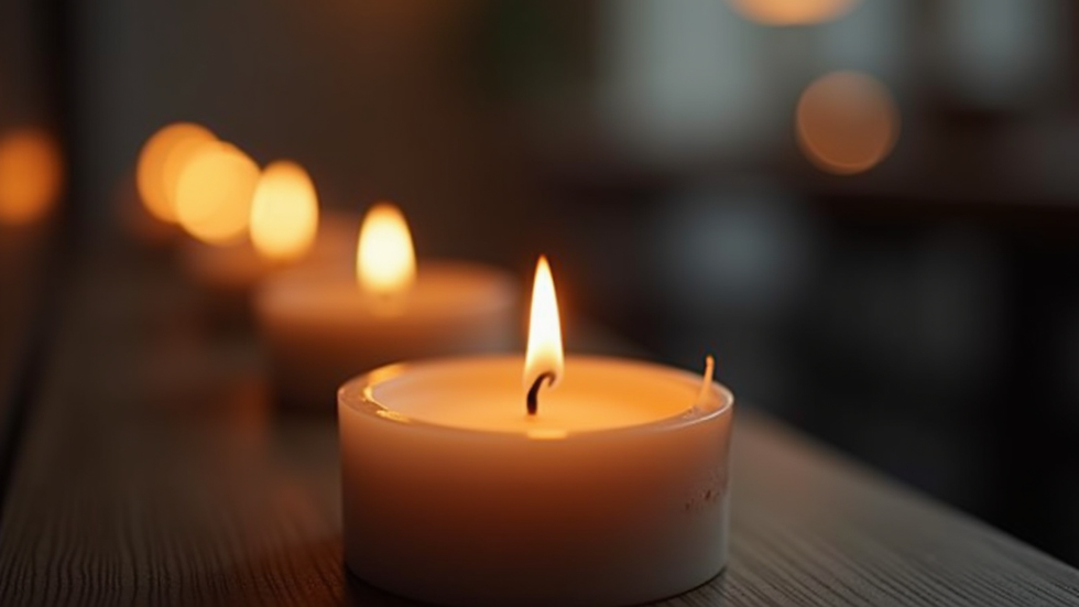 Close-up view of a peaceful candle flame flickering softly