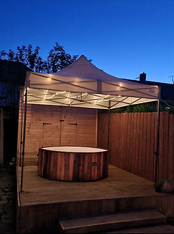 hot tub with gazebo & lights
