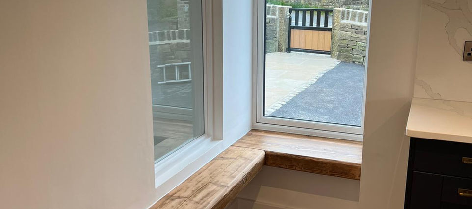 Rustic wooden window seat