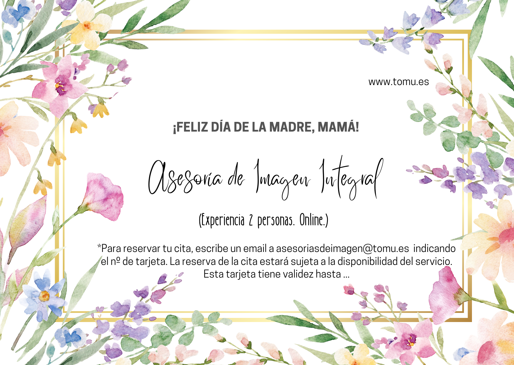Tarjeta Regalo (digital) Asesoría de Imagen Integral (online) 2 personas