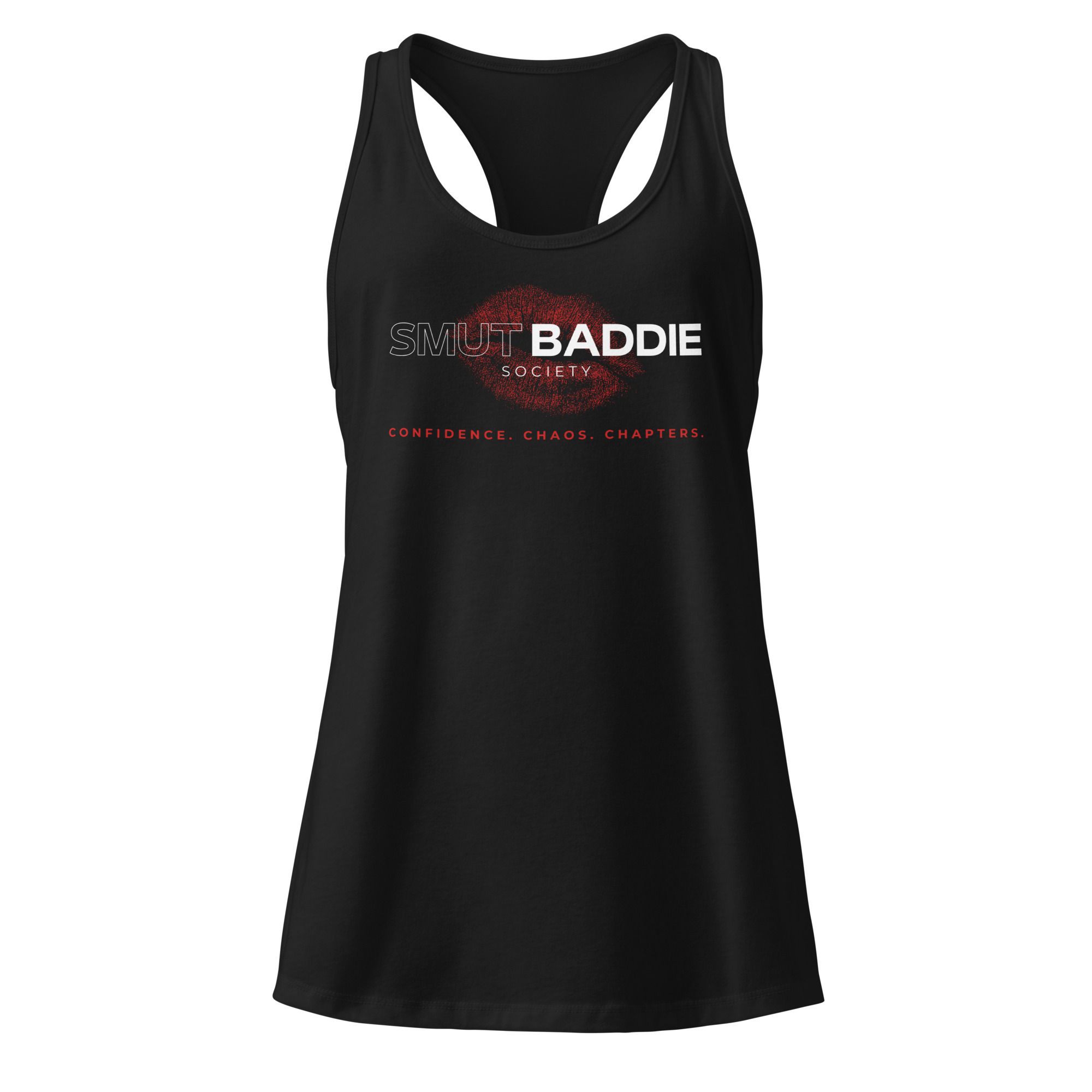 Confidence. Chaos. Chapters. Racerback Tank